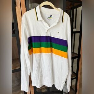 Mardi Gras polo shirt long sleeve striped collar rugby perlis tee new orleans